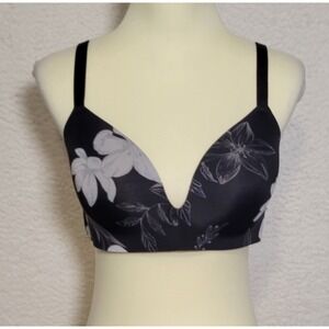 Auden The Bliss Wire Free Bra 38D Floral Black White Lightly Padded Women's 1073